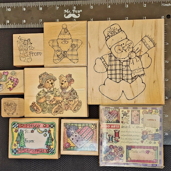 Stitched bears, snowmen, and hearts are made by rubber stamps. - Picture 2 of 6